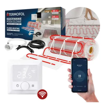 MATTE für Fliesen SET FUSSBODENHEIZUNG 0,5 m2 150W/m2 + TFH5 WIFI