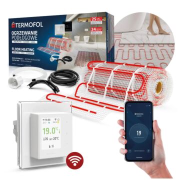 HEIZMATTE SET mit Thermoregulator 0,5m2 150W/m2 TF-H7 WHITE 50CM + WIFI