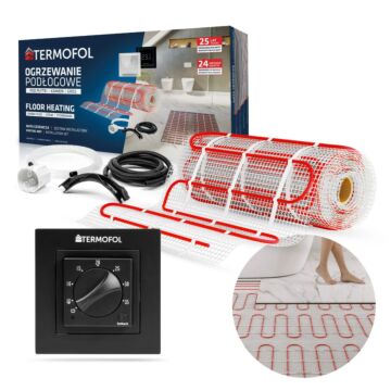 HEIZMATTE SET mit einer Fläche von 0,5m2 150W/m2 + TFH3 BLACK