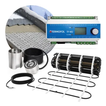 Set Außenheizmatte mit Thermostat M2 – Leistung 300 W/m², Länge 2 m, Fläche 1 m²