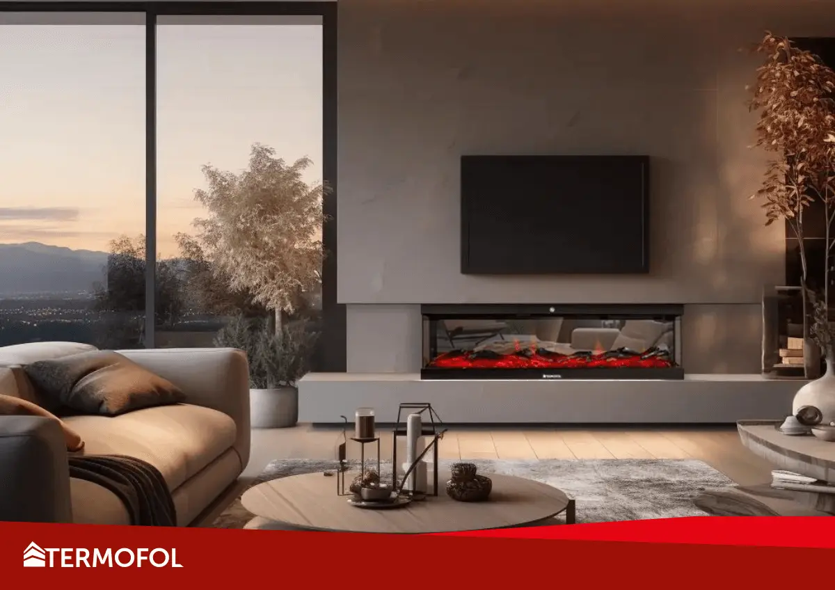 Wand mit elektrischem Kamin und Fernseher – worauf sollte man achten?